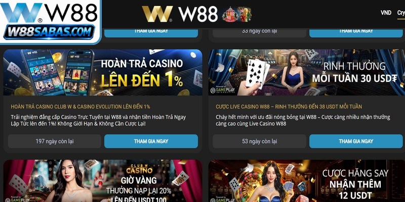Chương trình hoàn trả cược W88 được triển khai định kỳ 